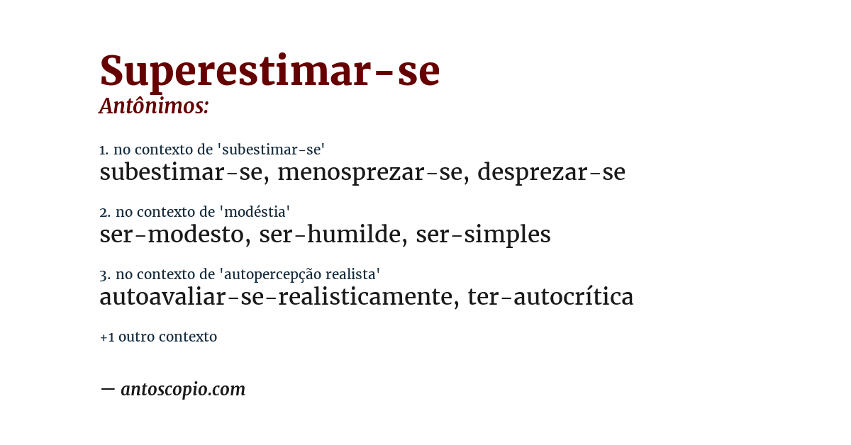 Antônimo de superestimar-se