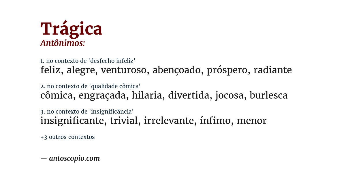 Antônimo de trágica