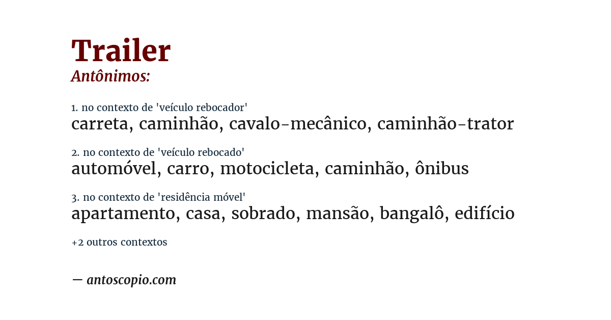 Antônimo de trailer