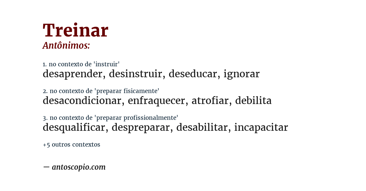 Antônimo de treinar