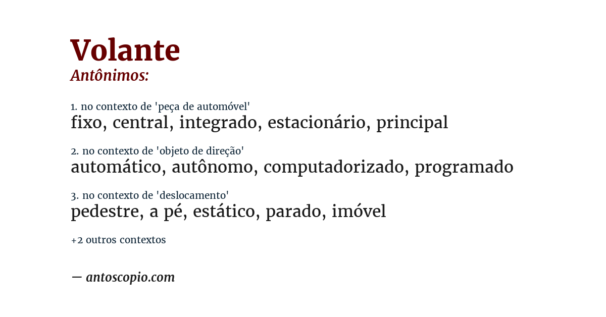 Antônimo de volante