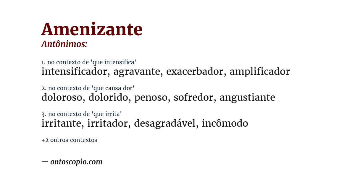 Antônimo de amenizante