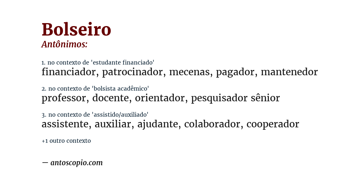Antônimo de bolseiro