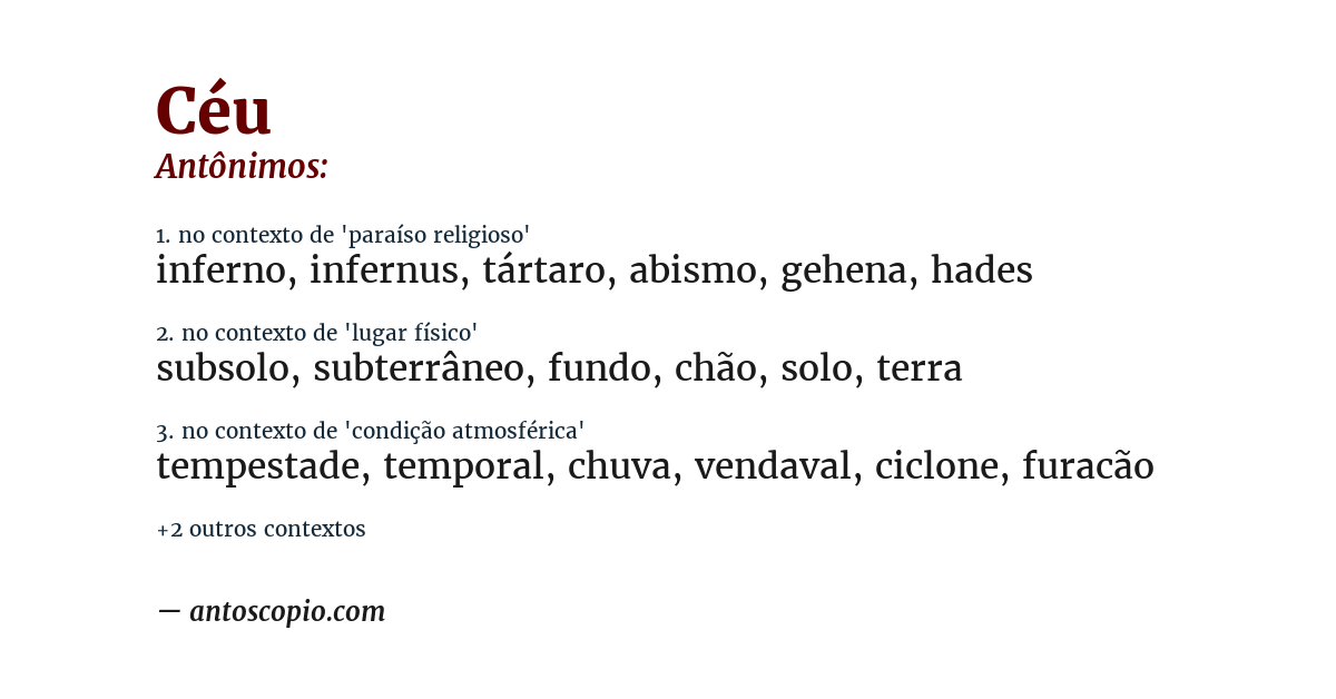 Antônimo de céu