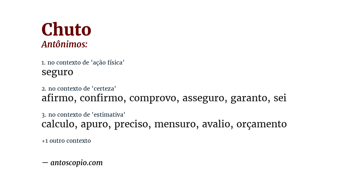 Antônimo de chuto