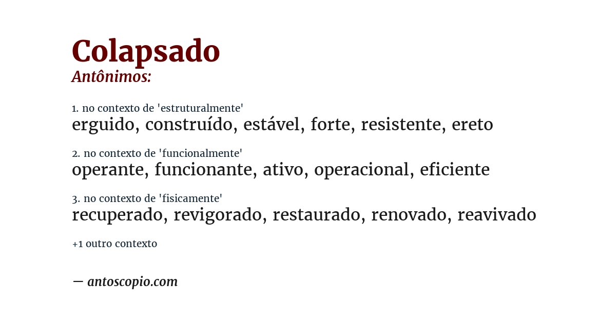 Antônimo de colapsado