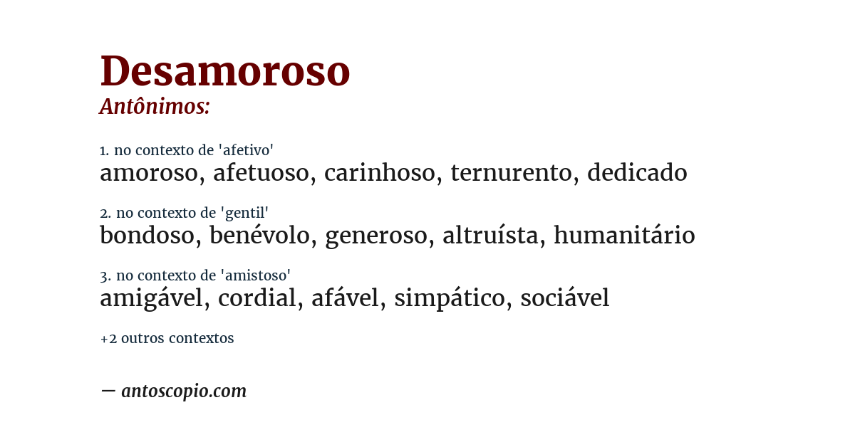 Antônimo de desamoroso