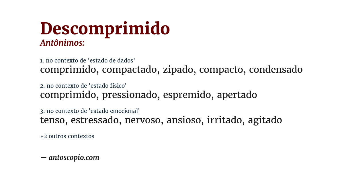 Antônimo de descomprimido