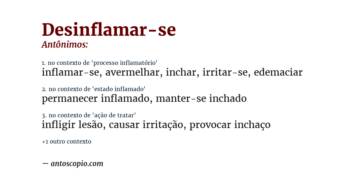 Antônimo de desinflamar-se