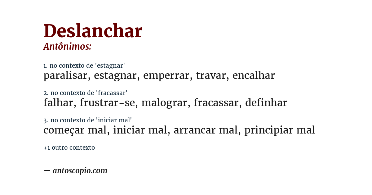 Antônimo de deslanchar