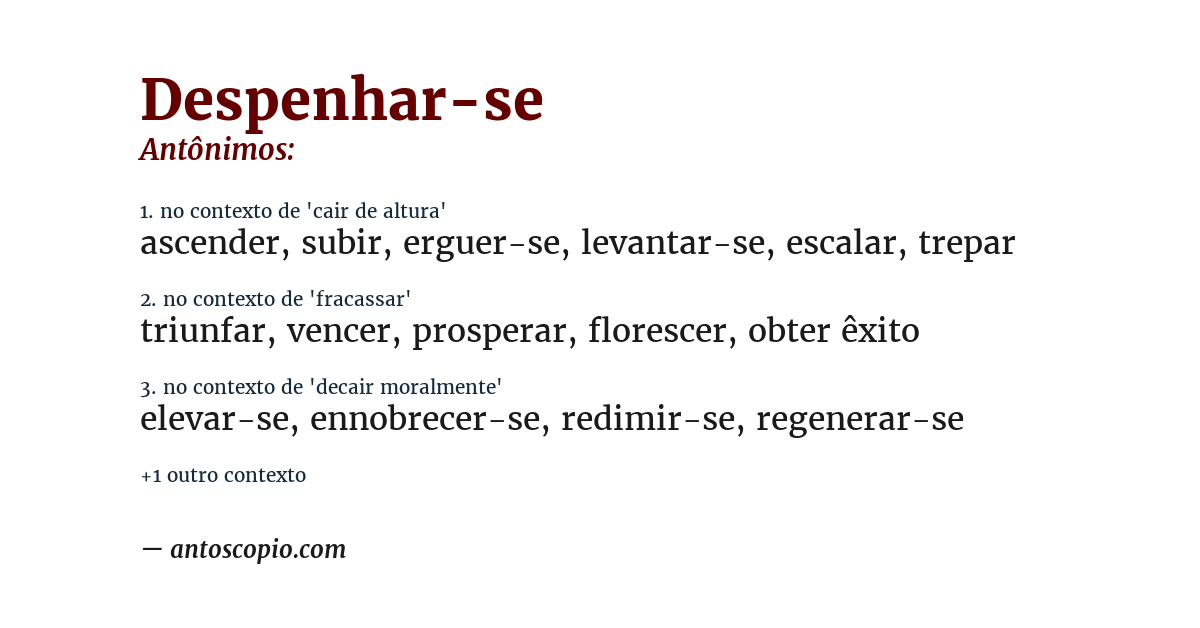 Antônimo de despenhar-se