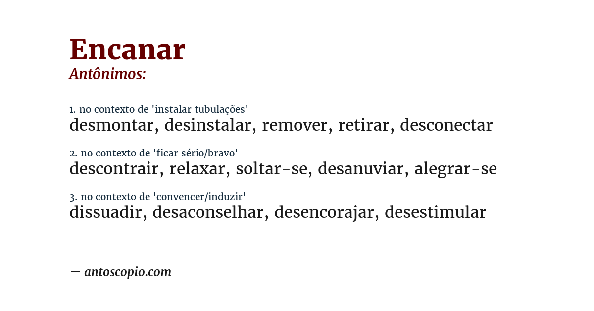Antônimo de encanar