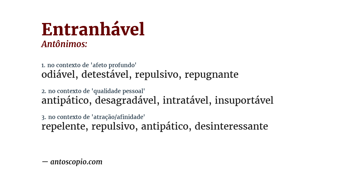 Antônimo de entranhável