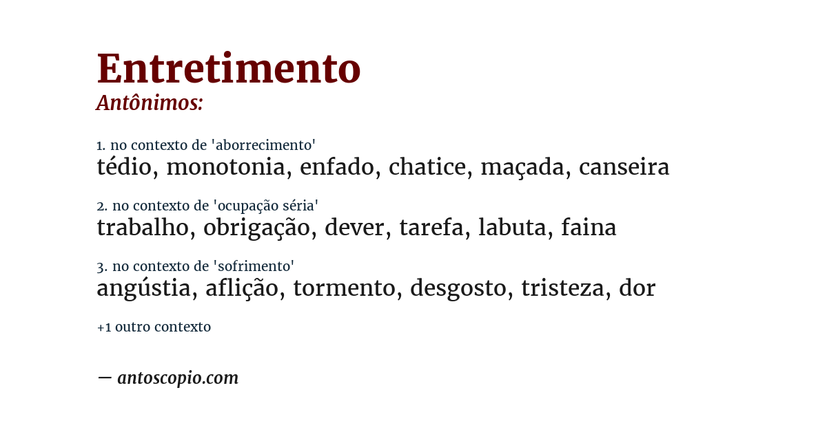 Antônimo de entretimento