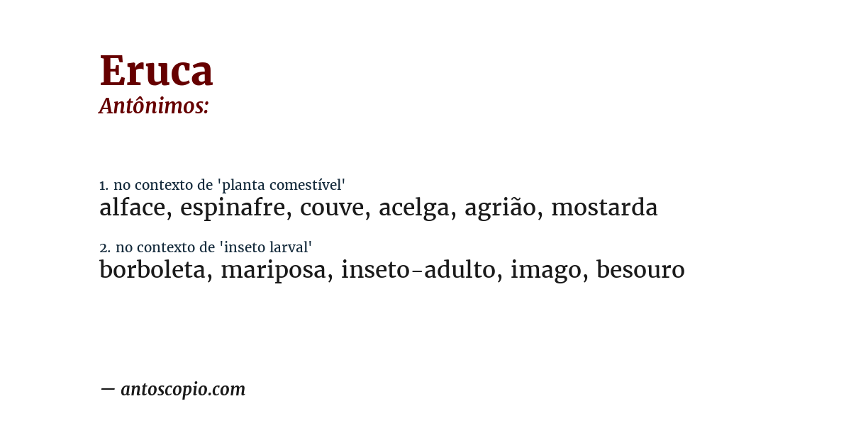 Antônimo de eruca