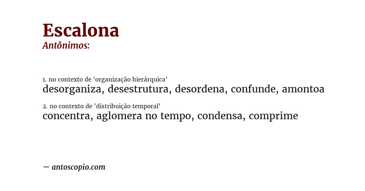 Antônimo de escalona