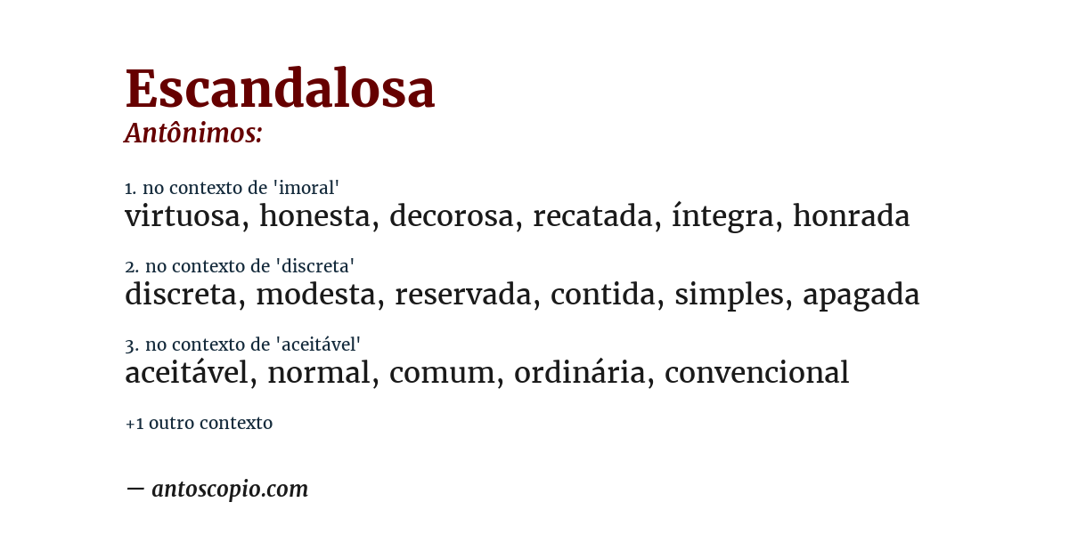 Antônimo de escandalosa