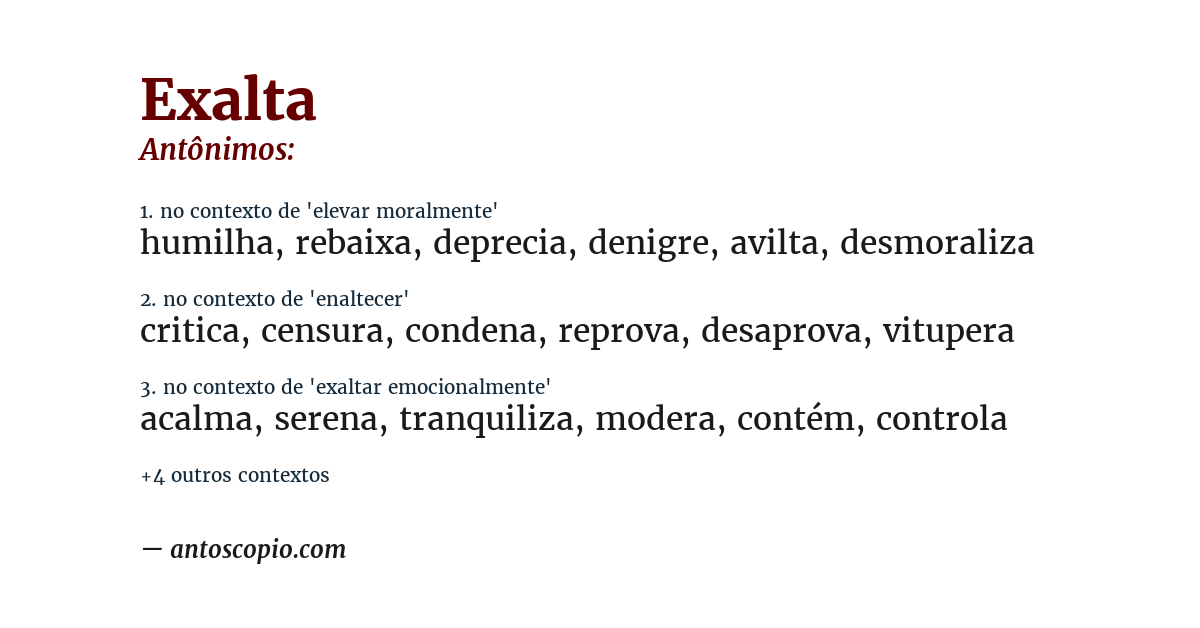 Antônimo de exalta