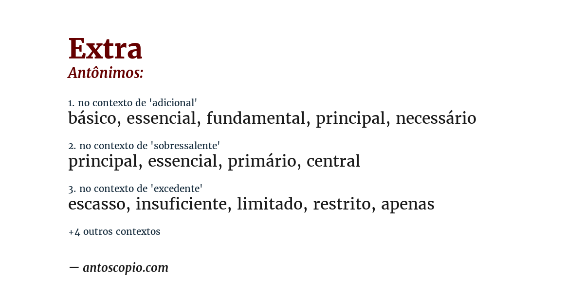 Antônimo de extra