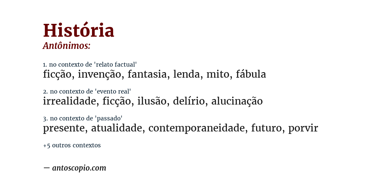 Antônimo de história