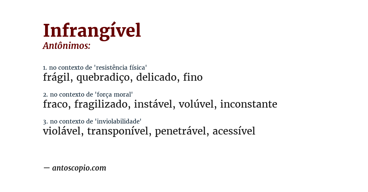 Antônimo de infrangível