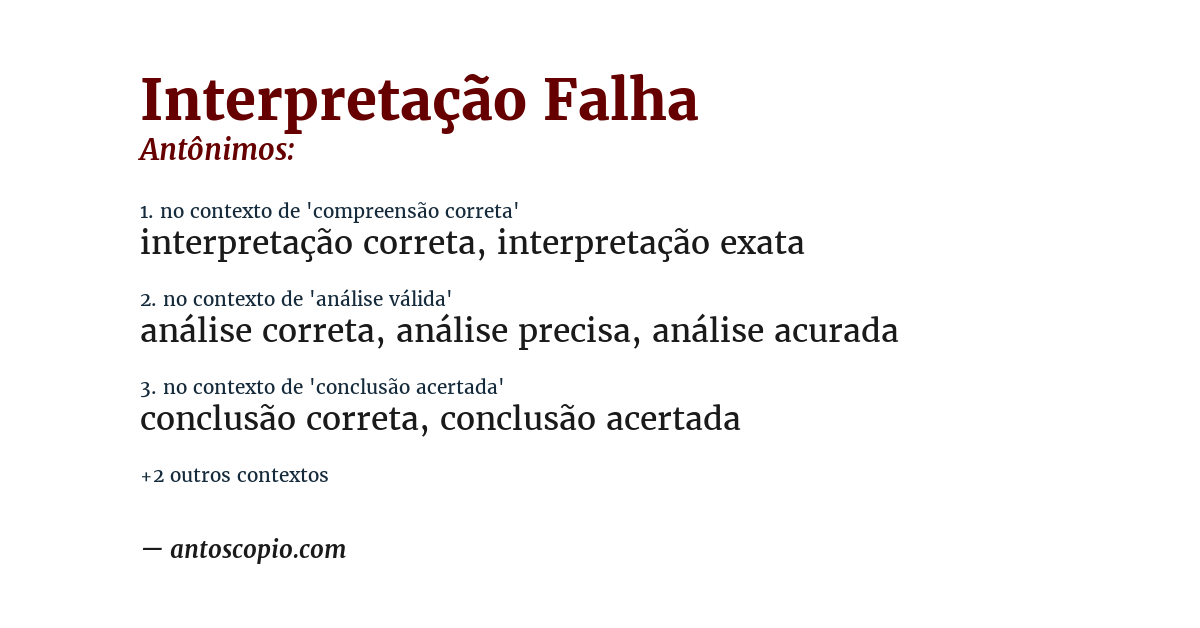 Antônimo de interpretação falha