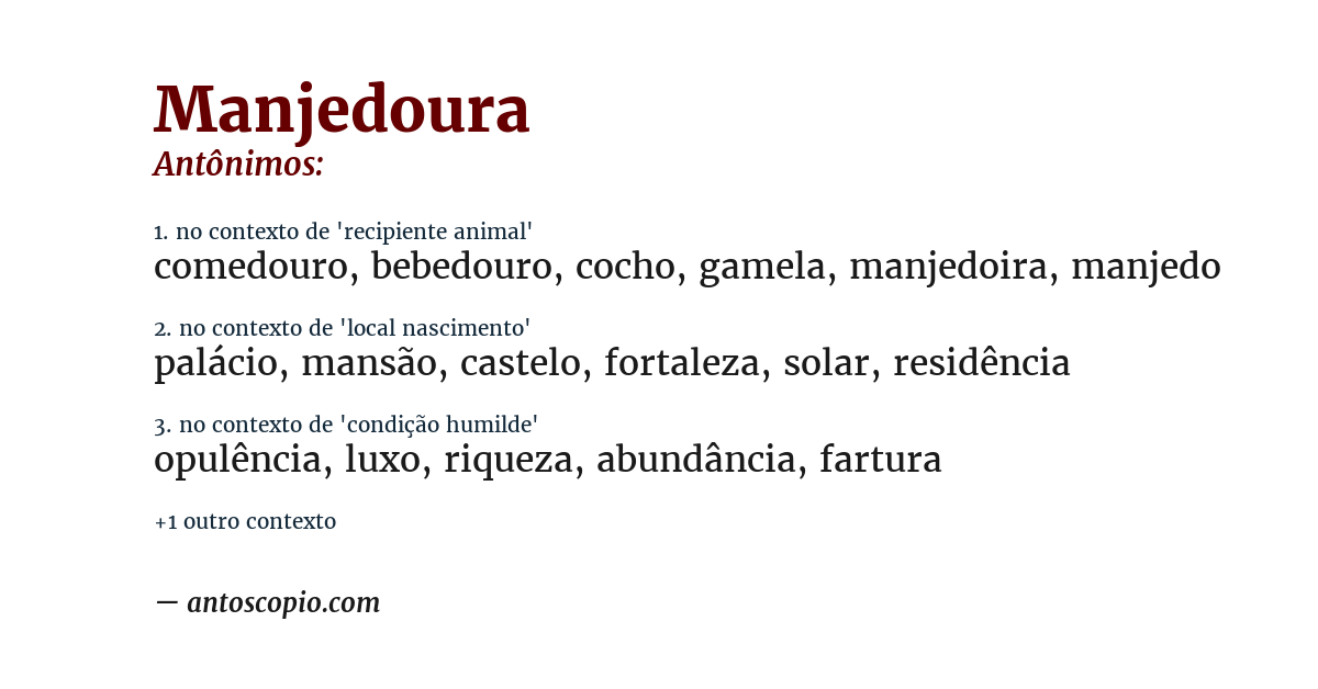 Antônimo de manjedoura
