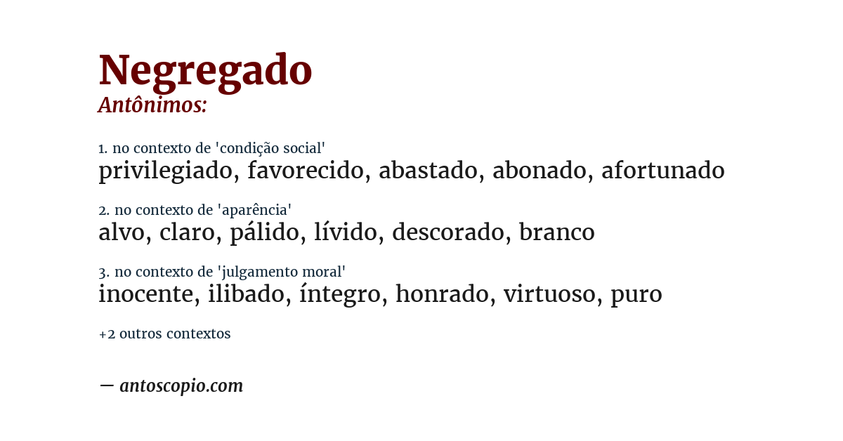 Antônimo de negregado