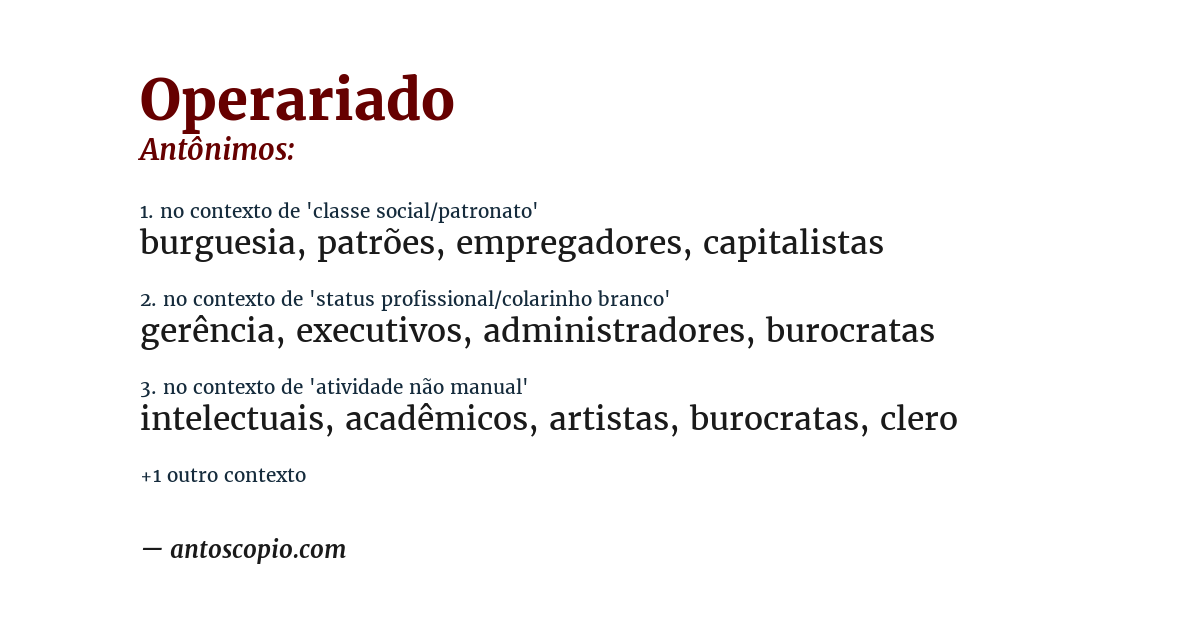 Antônimo de operariado