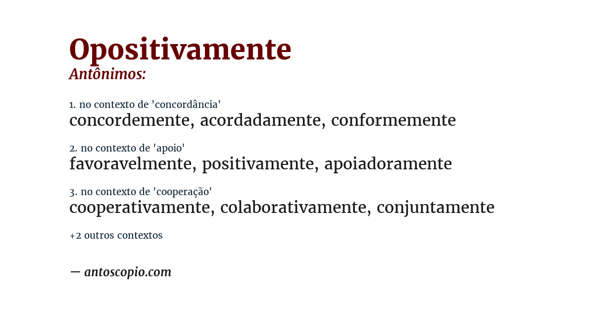 Antônimo de opositivamente