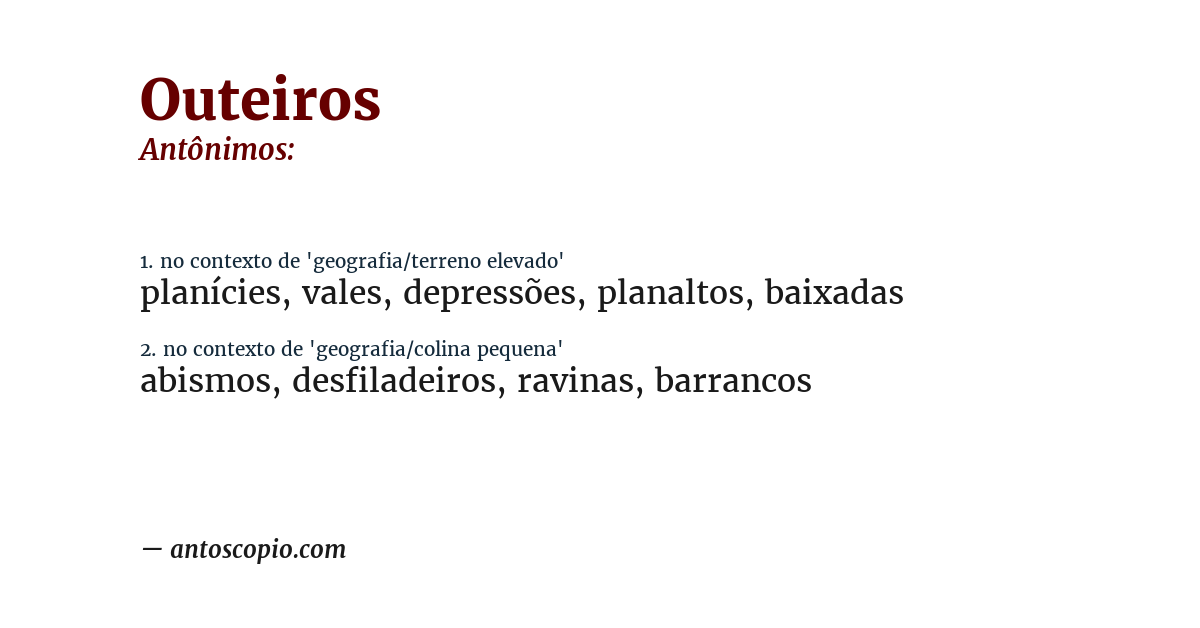 Antônimo de outeiros