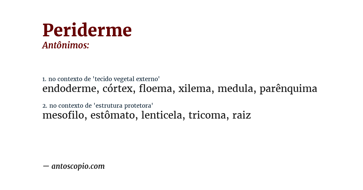 Antônimo de periderme