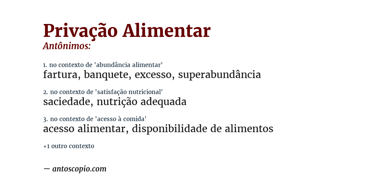 Antônimo de privação alimentar