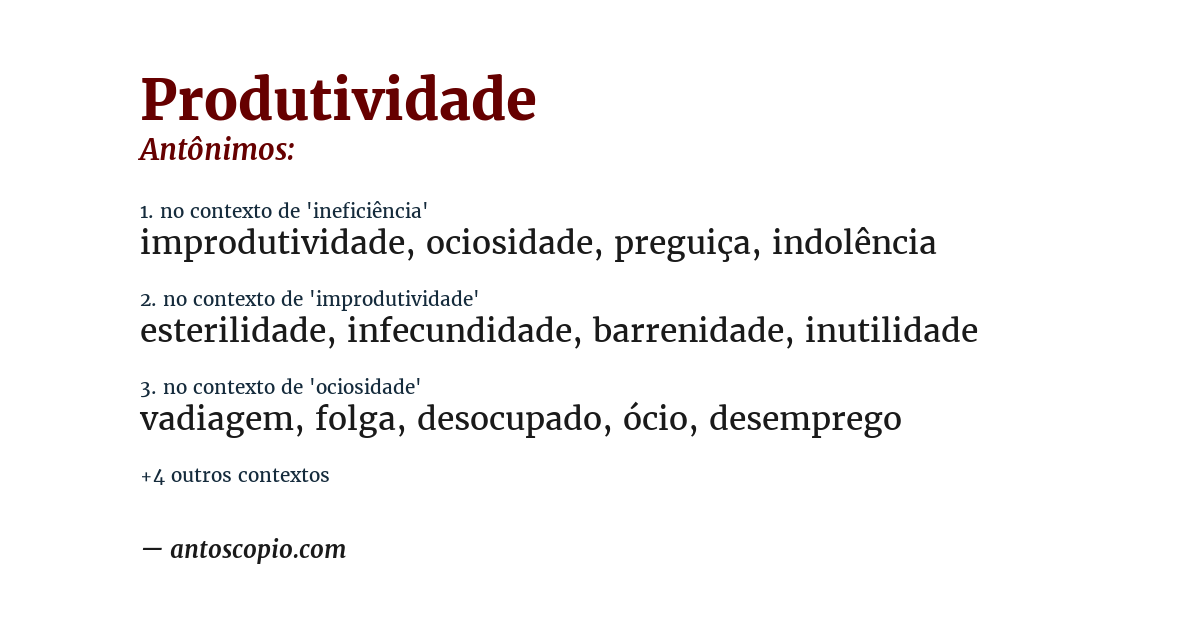 Antônimo de produtividade