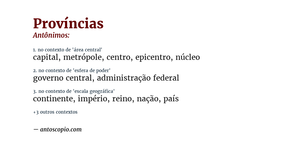 Antônimo de províncias