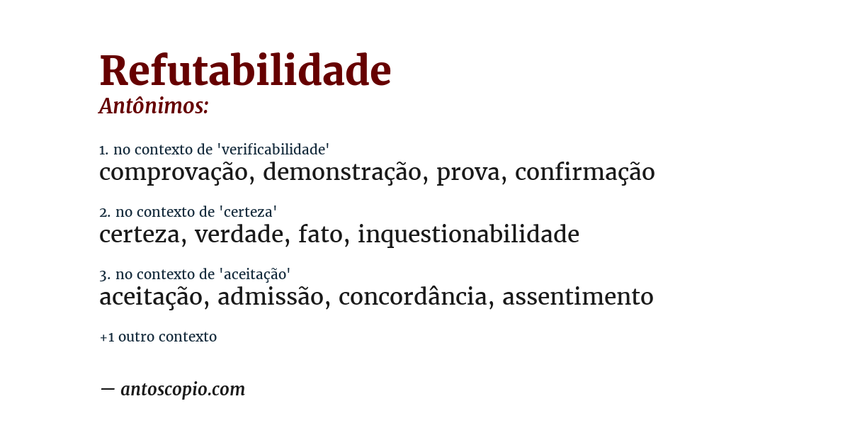 Antônimo de refutabilidade