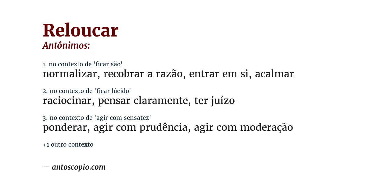 Antônimo de reloucar