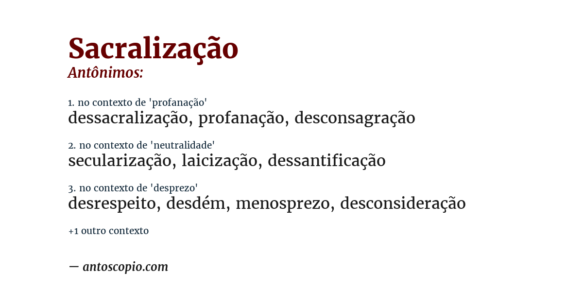 Antônimo de sacralização