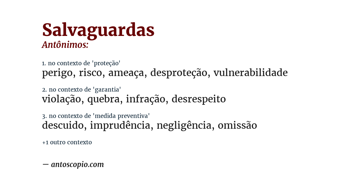 Antônimo de salvaguardas