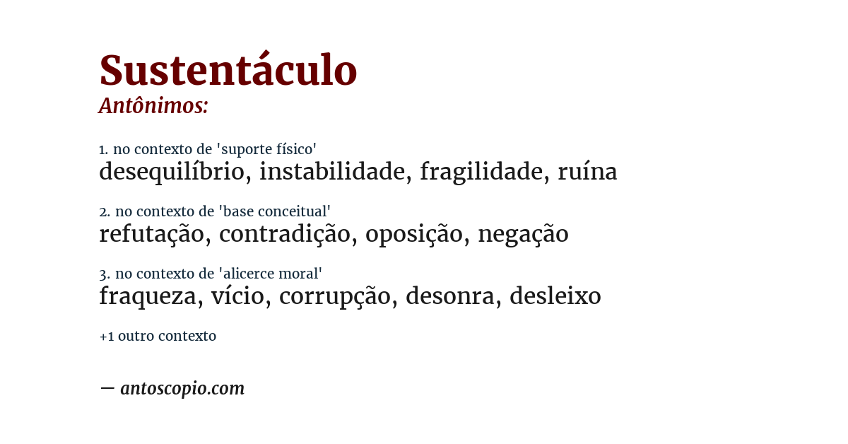 Antônimo de sustentáculo