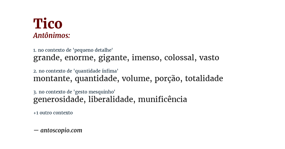 Antônimo de tico