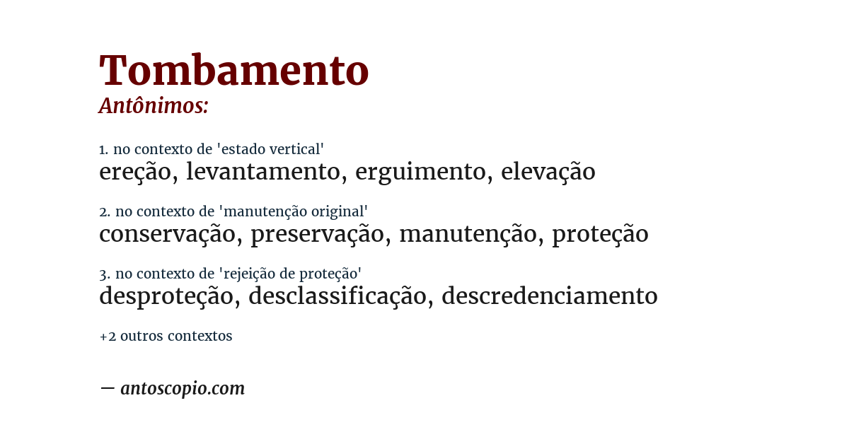 Antônimo de tombamento