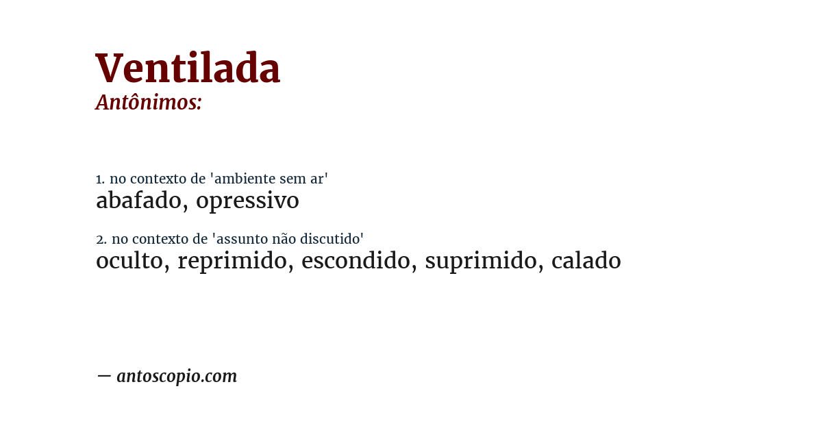 Antônimo de ventilada