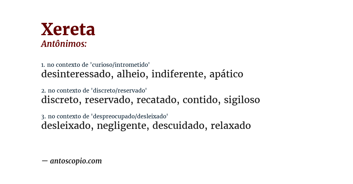 Antônimo de xereta