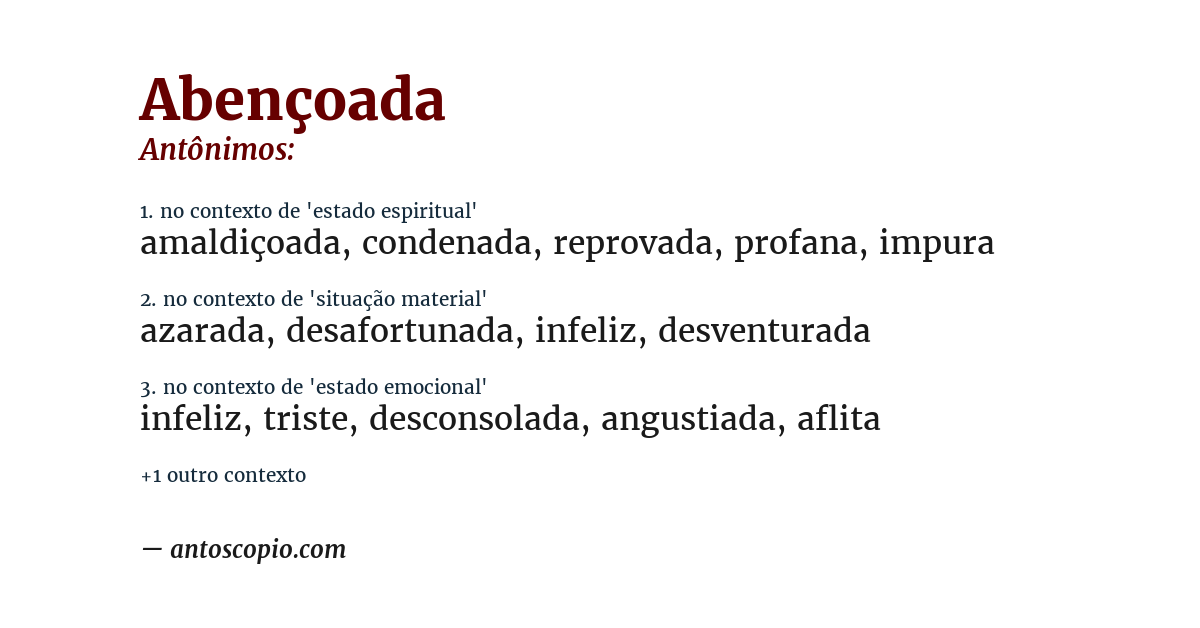 Antônimo de abençoada