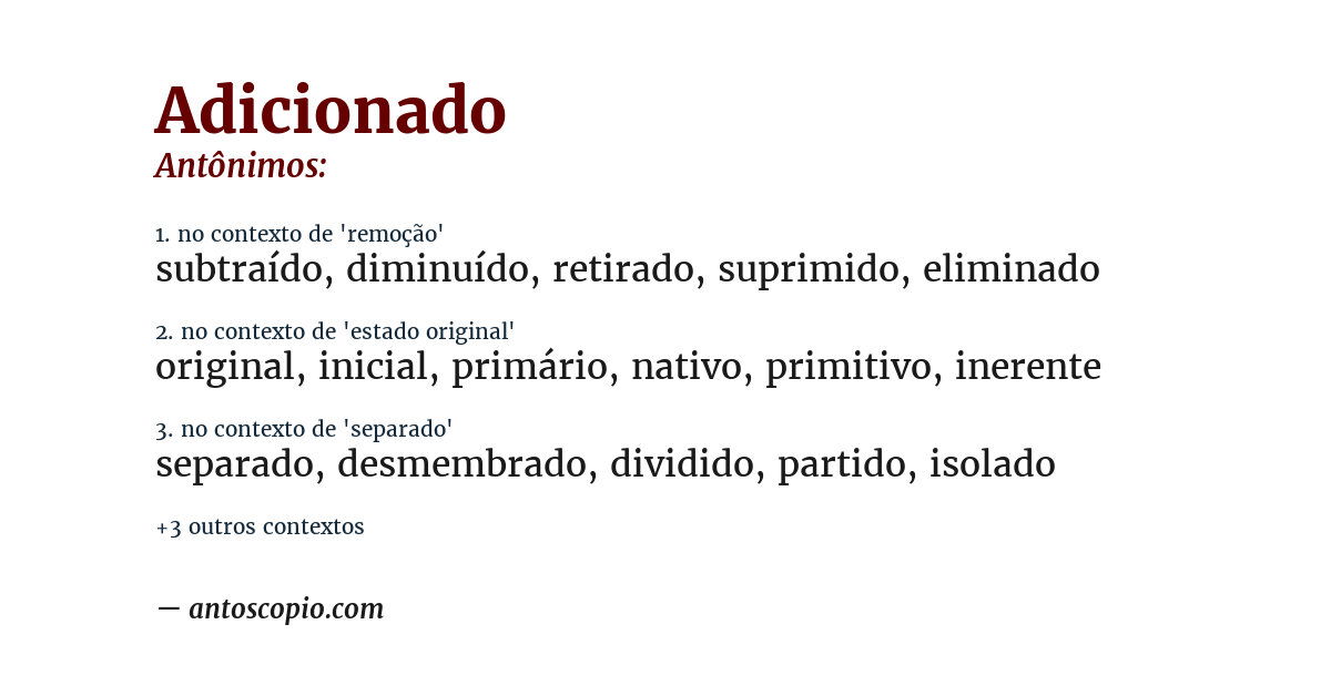 Antônimo de adicionado