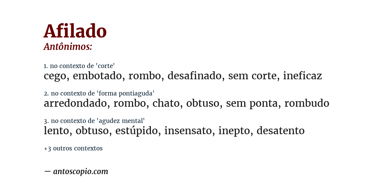 Antônimo de afilado