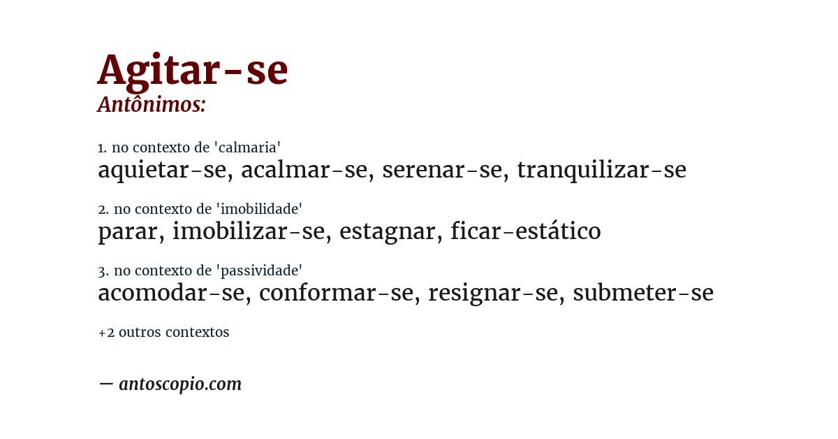 Antônimo de agitar-se