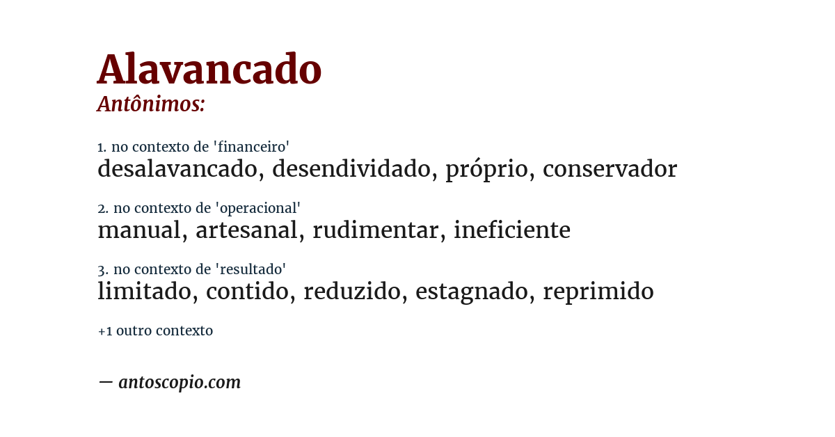 Antônimo de alavancado