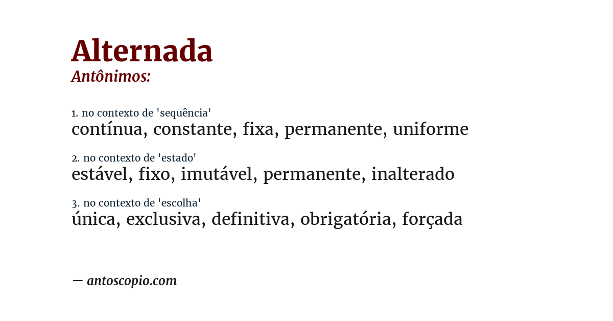 Antônimo de alternada